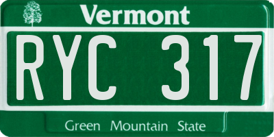 VT license plate RYC317