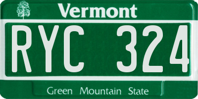 VT license plate RYC324
