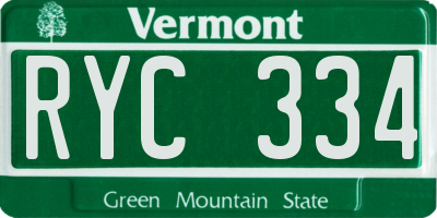 VT license plate RYC334