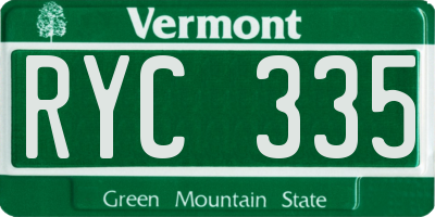 VT license plate RYC335