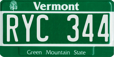 VT license plate RYC344