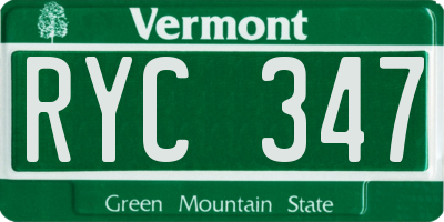 VT license plate RYC347