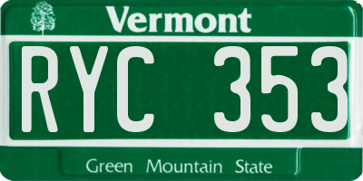 VT license plate RYC353