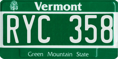 VT license plate RYC358