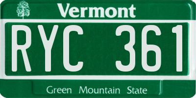 VT license plate RYC361