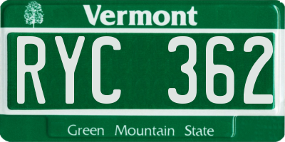 VT license plate RYC362