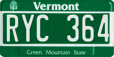 VT license plate RYC364