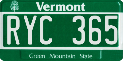 VT license plate RYC365