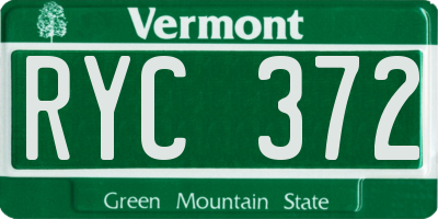 VT license plate RYC372