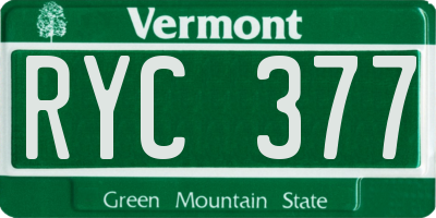 VT license plate RYC377