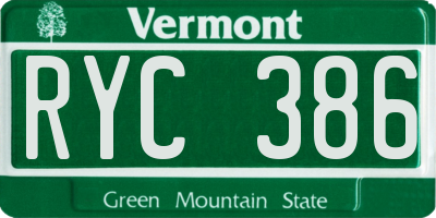 VT license plate RYC386