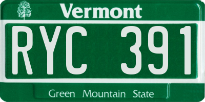 VT license plate RYC391