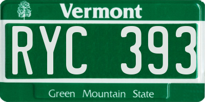 VT license plate RYC393