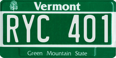 VT license plate RYC401