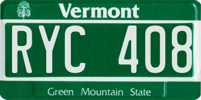 VT license plate RYC408