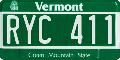 VT license plate RYC411