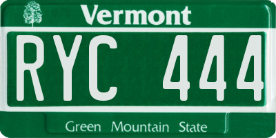 VT license plate RYC444