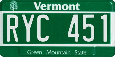 VT license plate RYC451