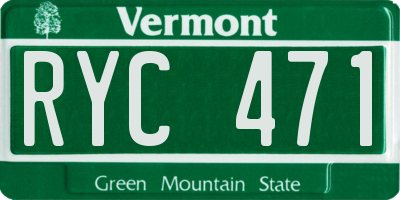 VT license plate RYC471