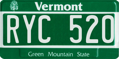VT license plate RYC520