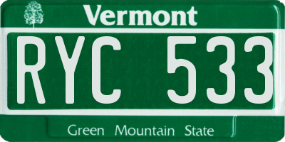 VT license plate RYC533