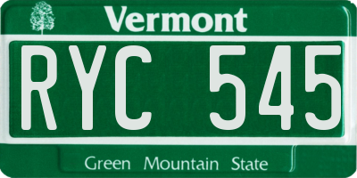 VT license plate RYC545