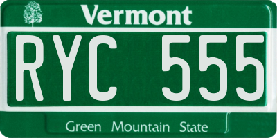 VT license plate RYC555