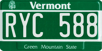VT license plate RYC588