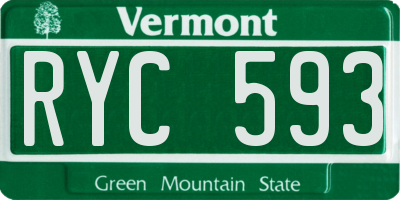VT license plate RYC593