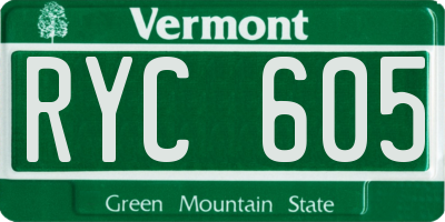 VT license plate RYC605