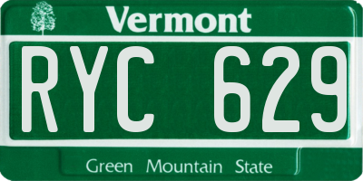 VT license plate RYC629