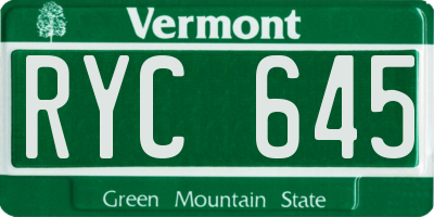 VT license plate RYC645