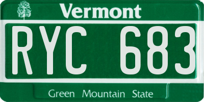 VT license plate RYC683