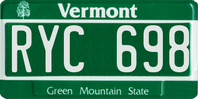 VT license plate RYC698