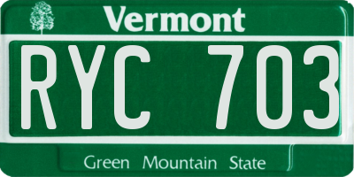 VT license plate RYC703