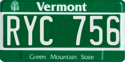 VT license plate RYC756