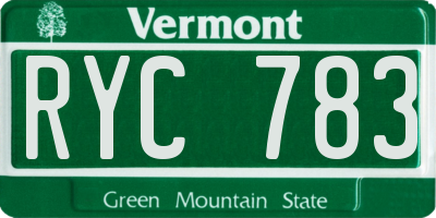 VT license plate RYC783