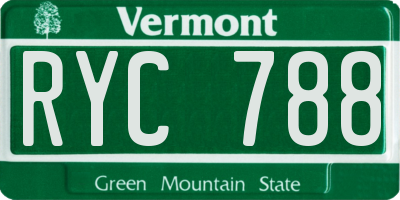 VT license plate RYC788