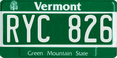 VT license plate RYC826