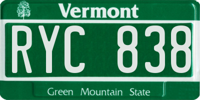 VT license plate RYC838
