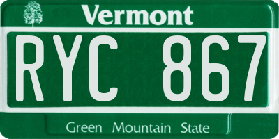 VT license plate RYC867