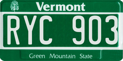 VT license plate RYC903