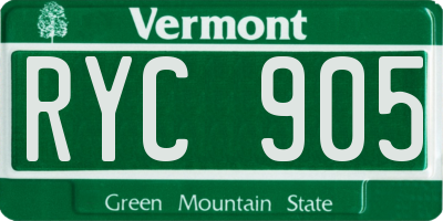 VT license plate RYC905