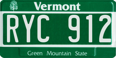 VT license plate RYC912