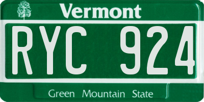 VT license plate RYC924