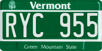 VT license plate RYC955
