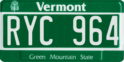 VT license plate RYC964