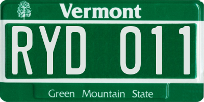 VT license plate RYD011