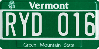 VT license plate RYD016
