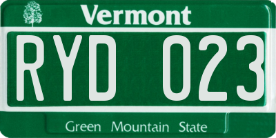 VT license plate RYD023
